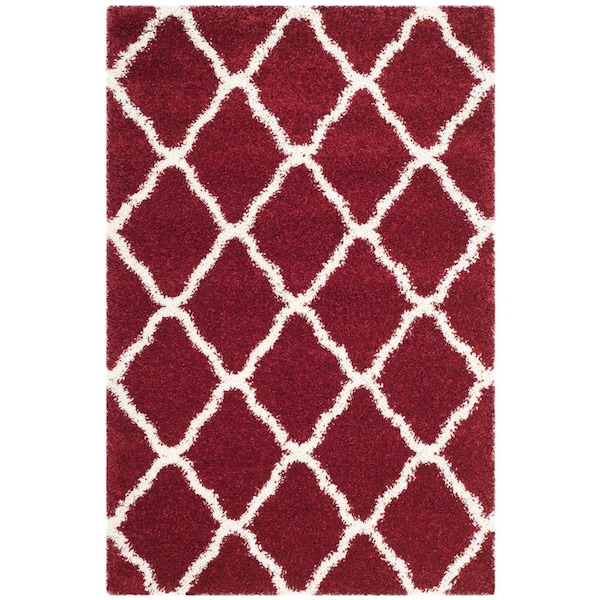 Flowers First 4 x 6 ft. Hudson Shag Power Loomed Rug, Red & Ivory - Small Rectangle FL1868180 - main